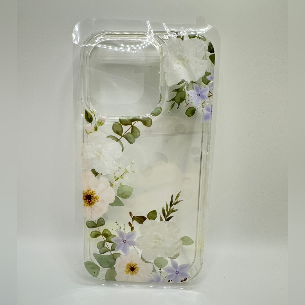iPhone 14 Pro Blue Floral Case & Screen Protector